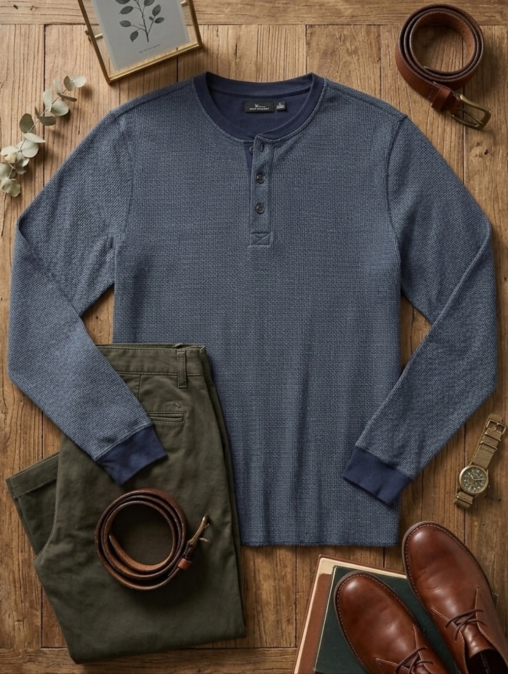 Marc Anthony Essentials Men's Long Sleeve Waffle Knit Henley